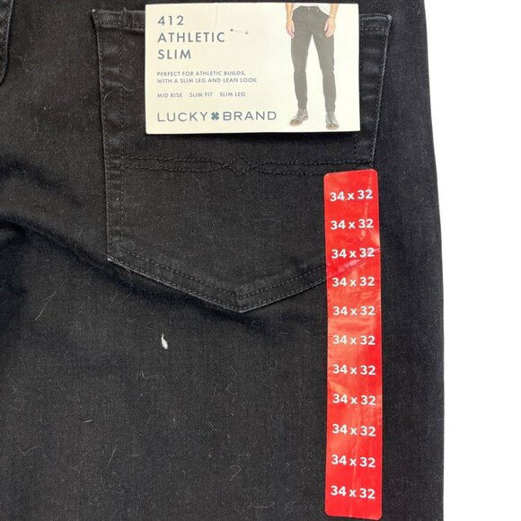 Lucky Brand Mens 412 Athletic Slim Jeans Black Mid Rise Stretch Sz 34x32 - New - Picture 3 of 7